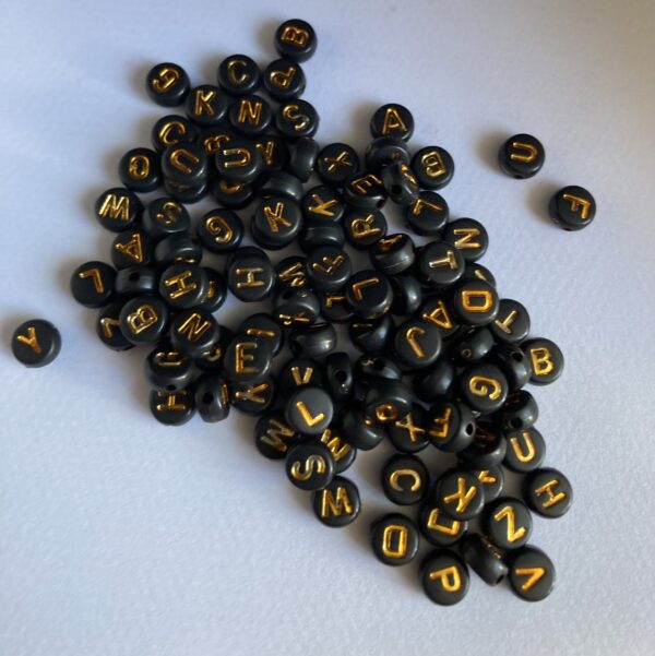Black & Gold Letter Beads (100pc)