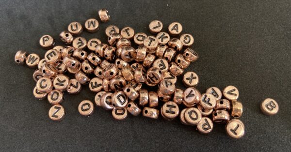 Rose Gold & Black Letter Beads (100pc)