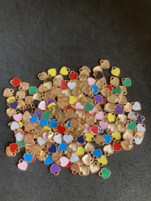 Heart: Tiny Multicoloured Enamel Heart Charms (10pc)